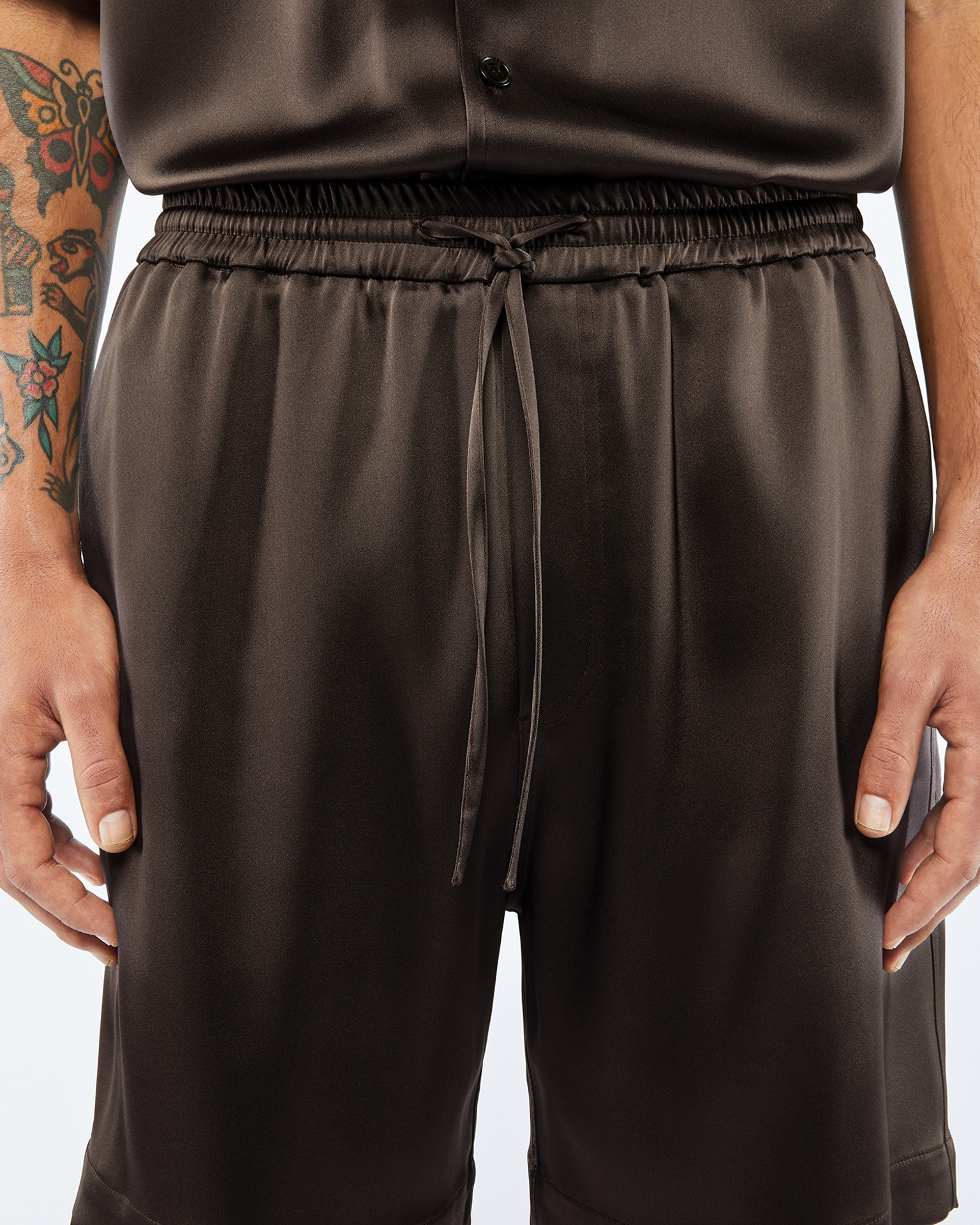 DOXXI - ANEW Satin shorts - Espresso - 5
