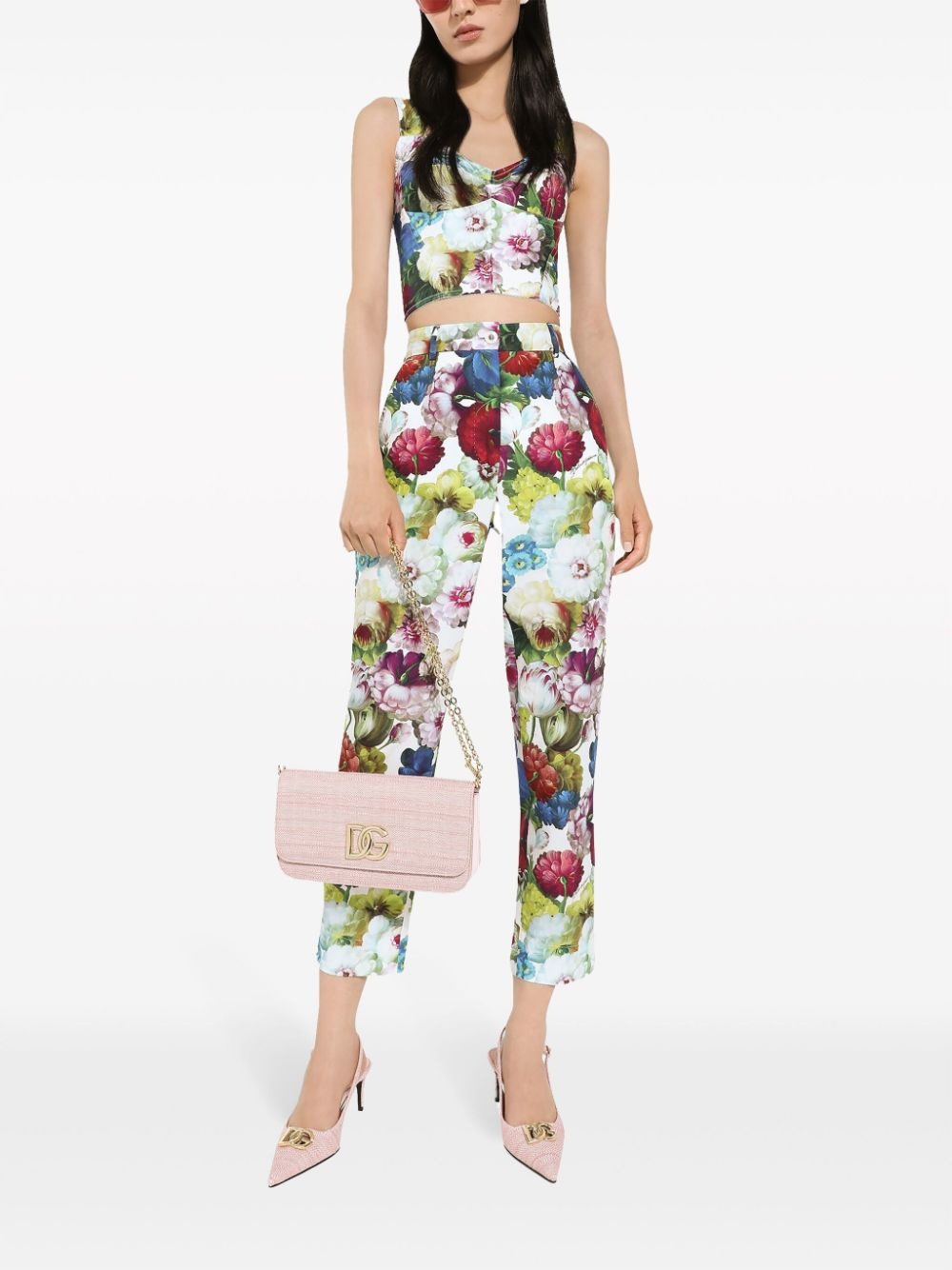 floral-print cropped trousers - 2