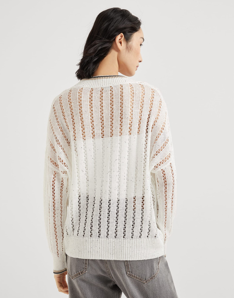 Brunello Cucinelli Linen dazzling ribbed net sweater outlook