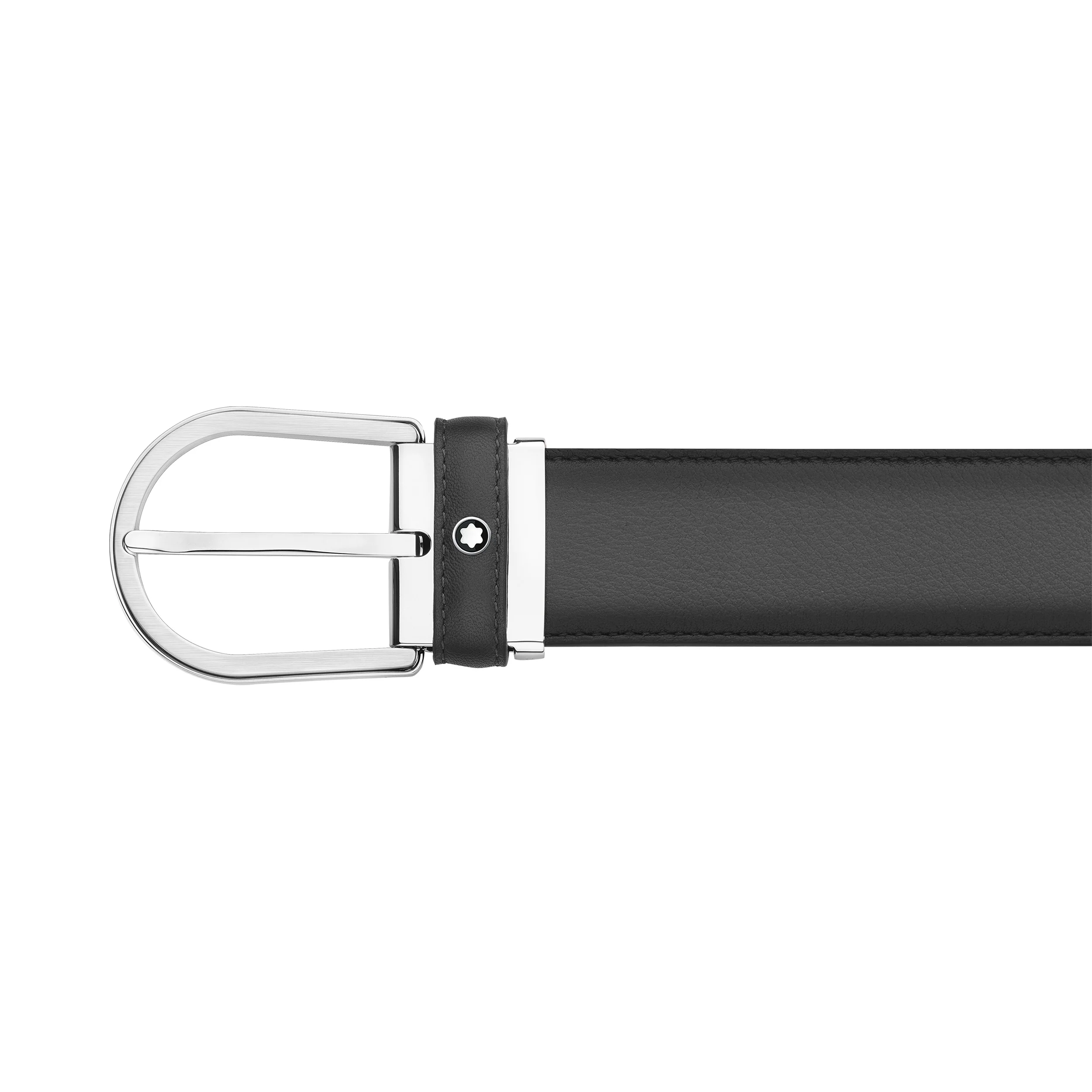 Horseshoe buckle gray 35 mm leather belt - 1