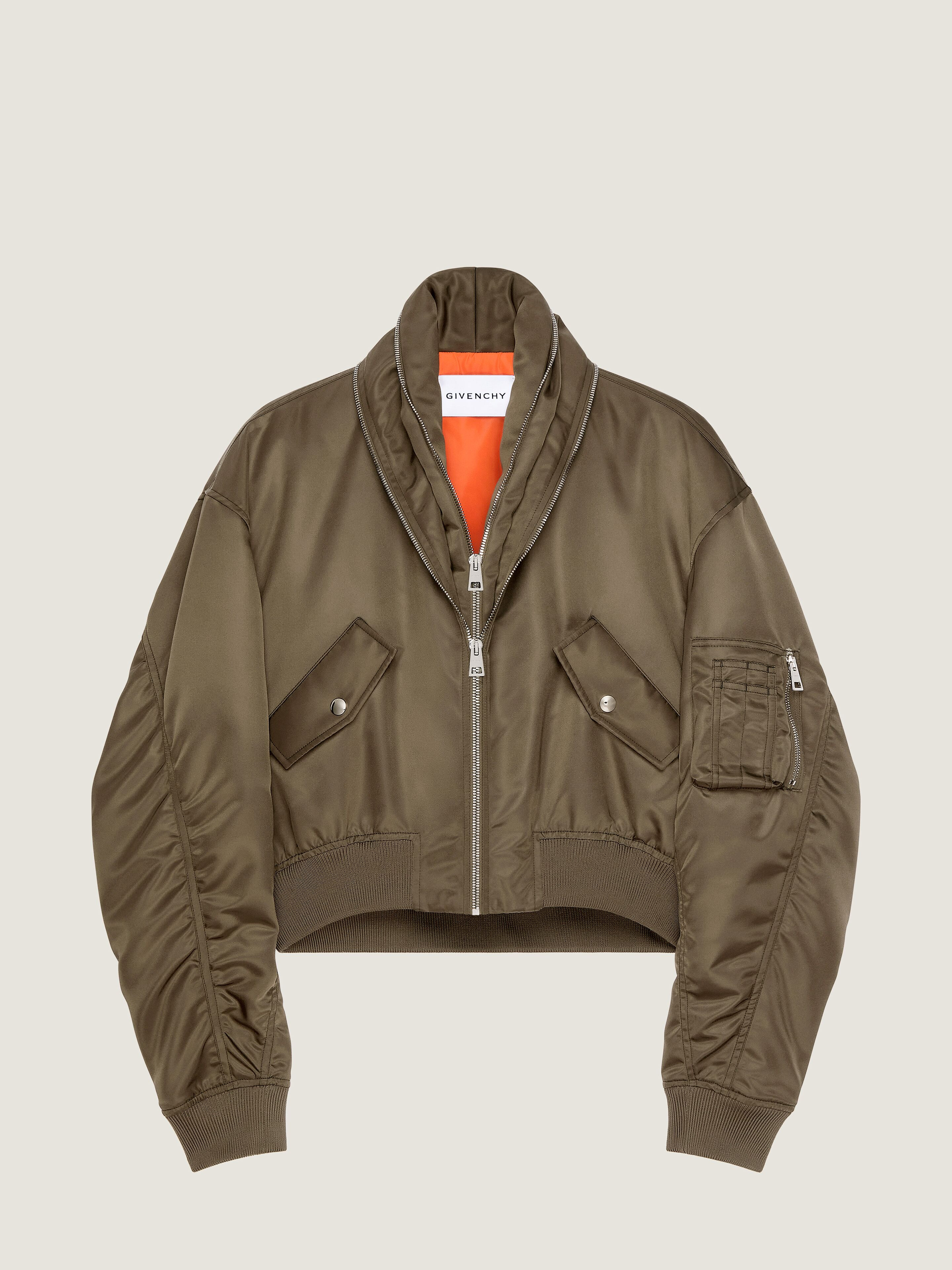 BOMBER WITH ZIPPED SHAWL COLLAR IN NYLON - 1