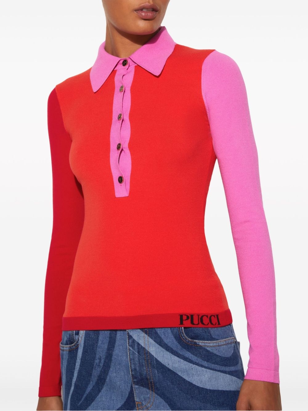 colour-block knitted polo shirt - 5