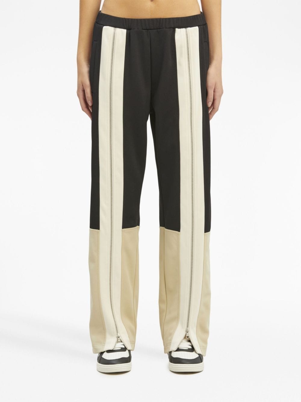 zip-detailing striped trousers - 3