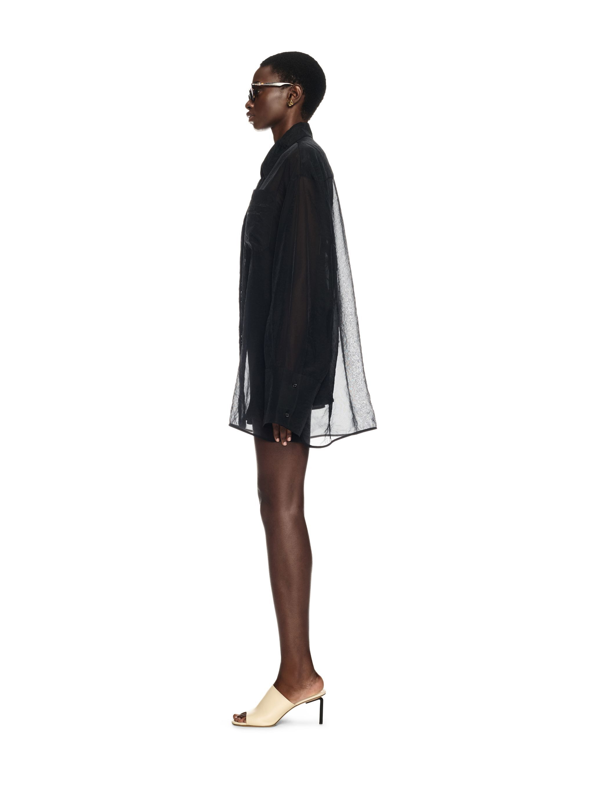 Black Organza Shirt Dress - 3