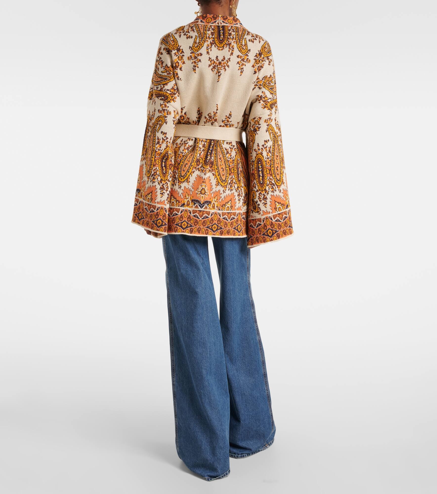 Jacquard cotton-blend wrap cardigan - 3