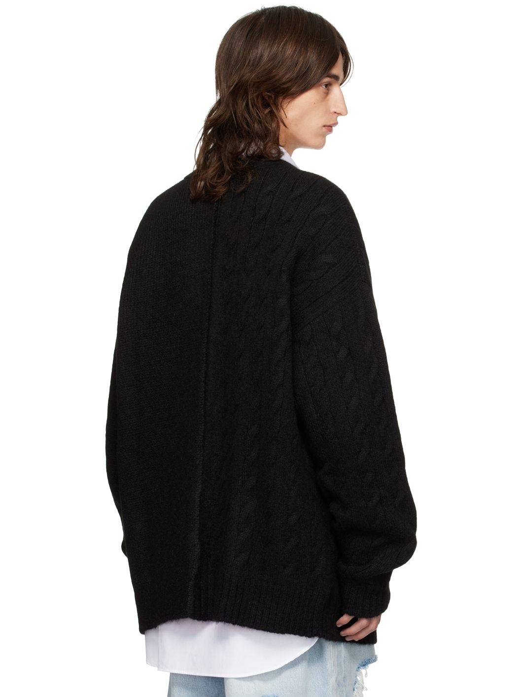 Black Split Cardigan - 3