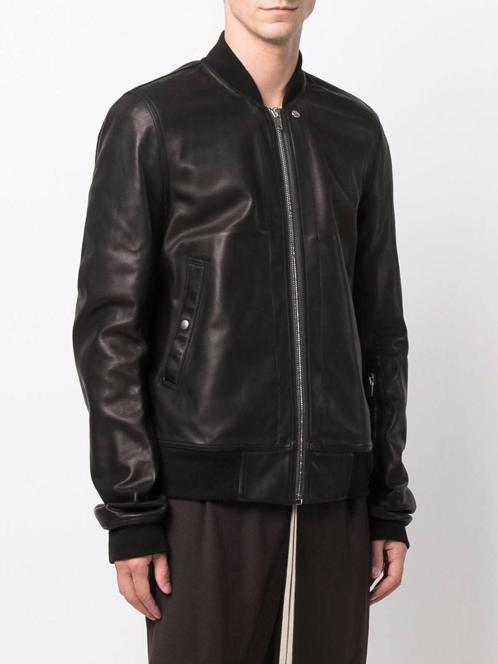 zipped leather jacket - 3