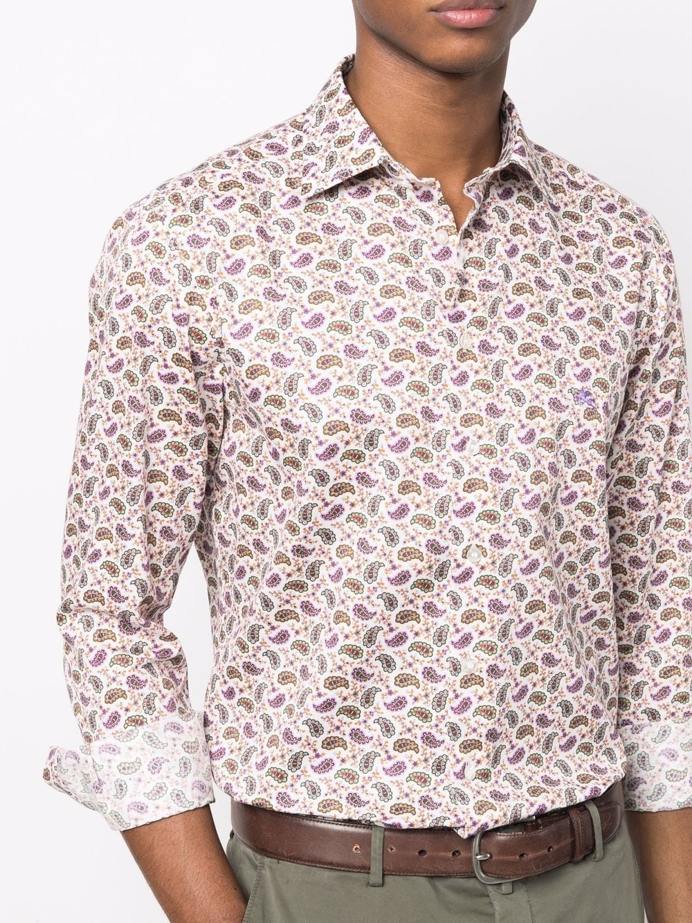 micro paisley-print cotton shirt - 5