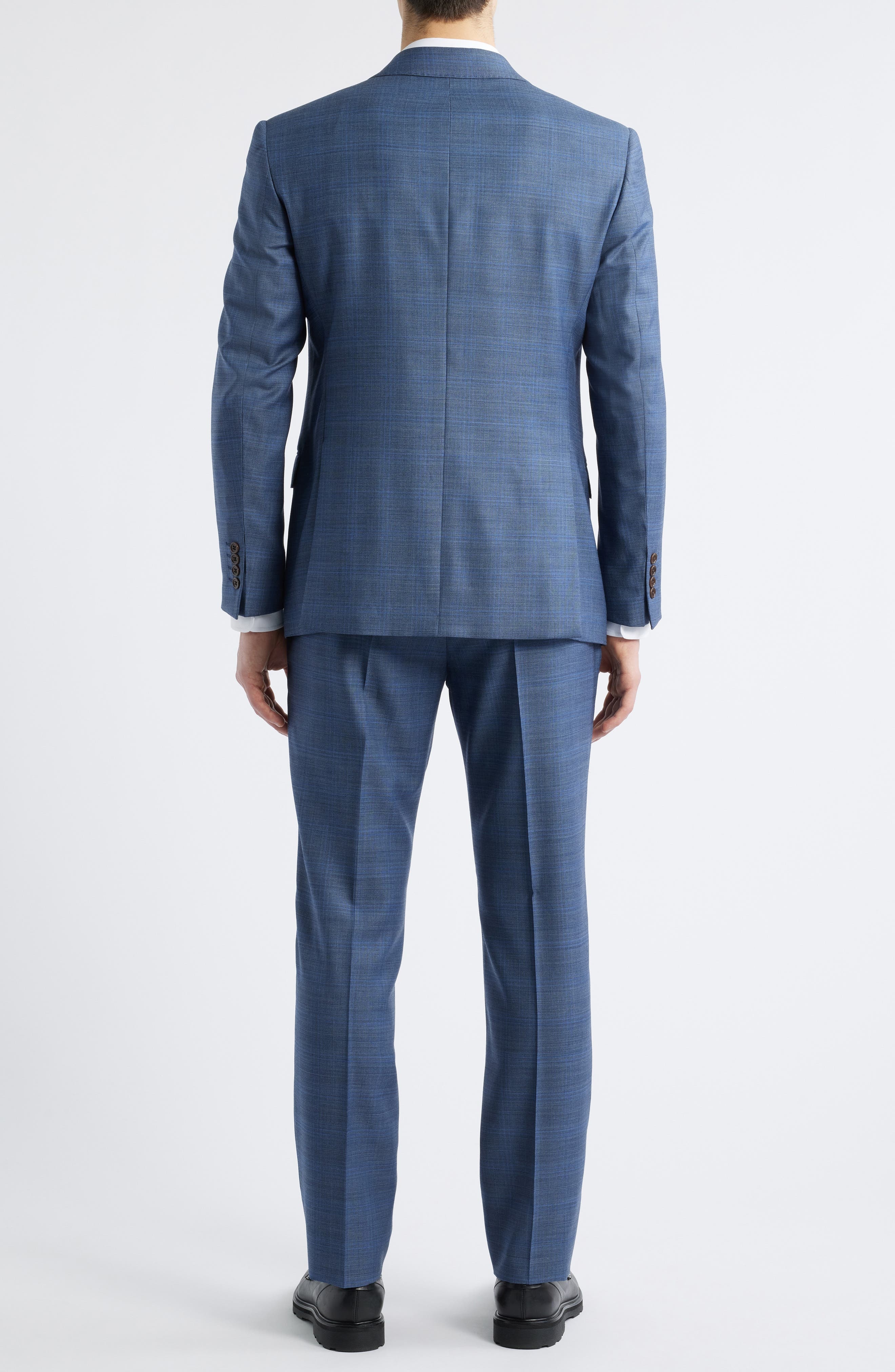 Emporio Armani Blue Check Wool Suit in Solid Medium Blue at Nordstrom - 2