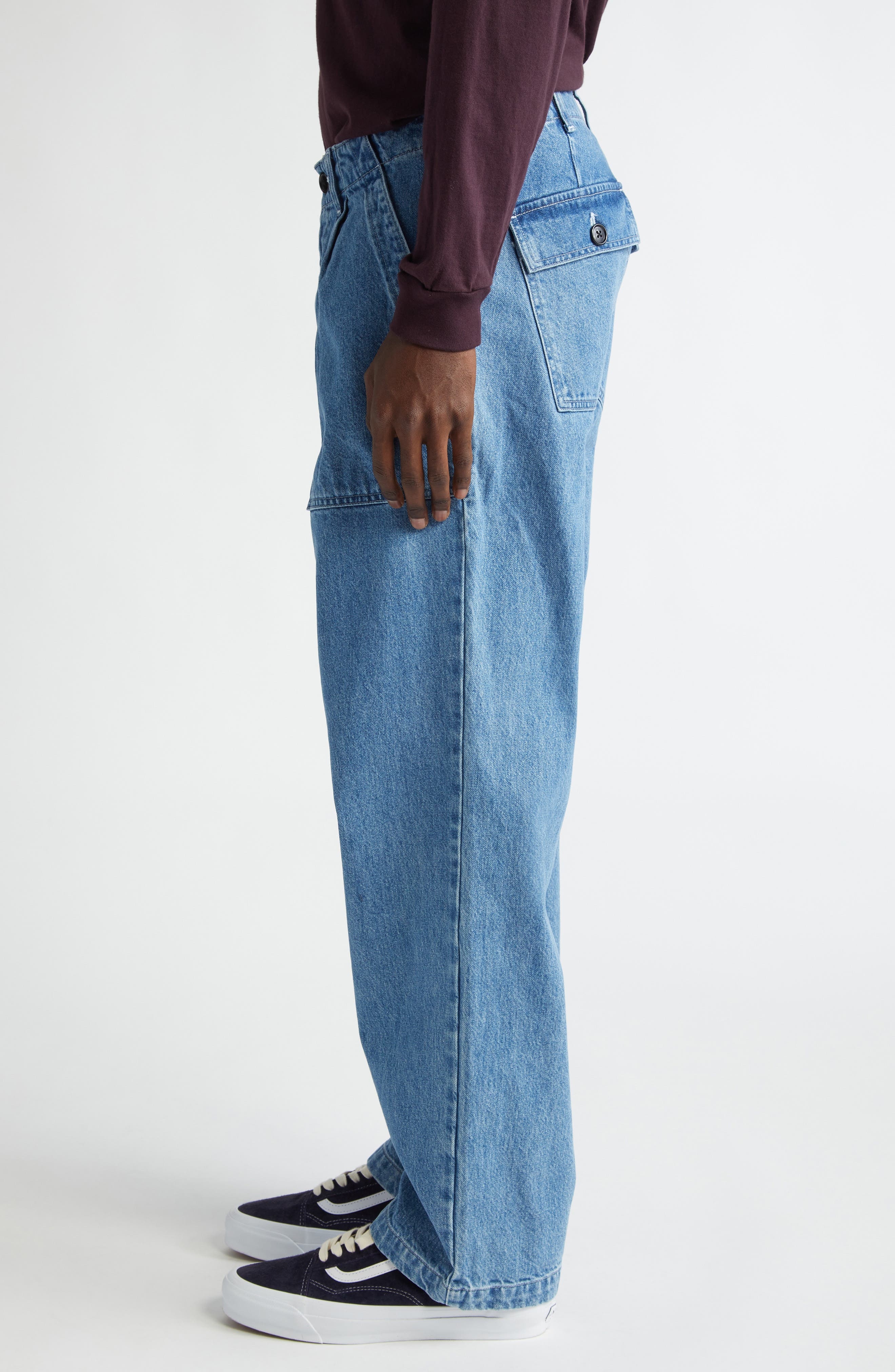 Noah Pleated Denim Fatigue Pants in Indigo at Nordstrom - 4