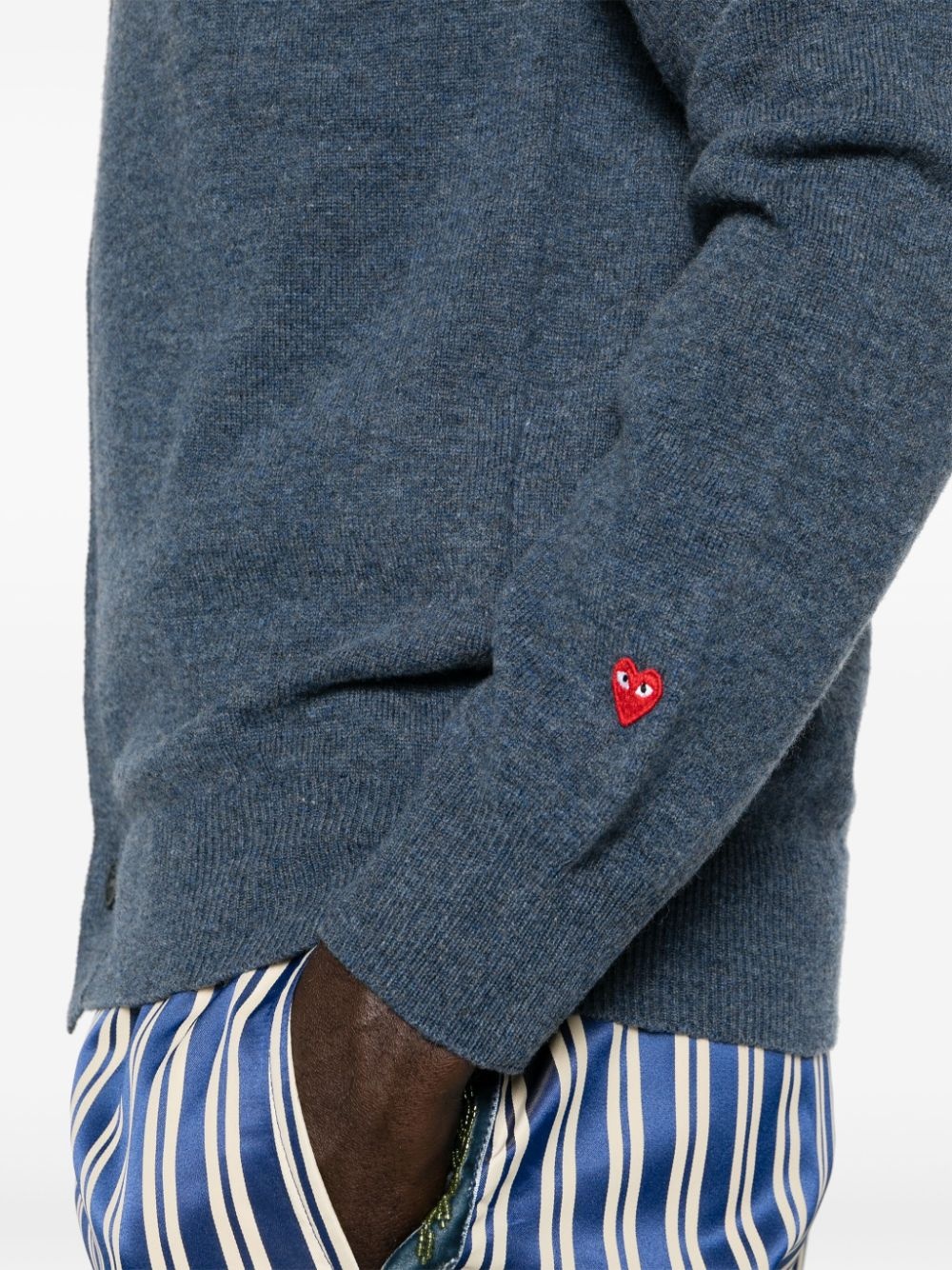 heart-patch wool cardigan - 6