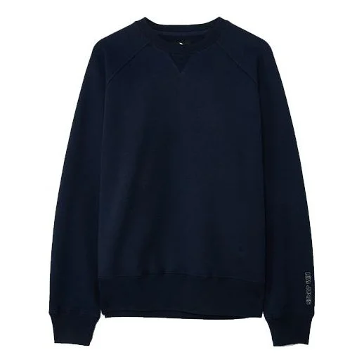 Men's Converse x Kim Jones Crossover Solid Color Sports Knit Round Neck Pullover Navy Blue 10021818- - 1