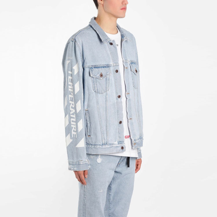 Off-White Classic Printing Jacket Denim Ordinary Version Blue OMYE001G20DEN0017101 - 5