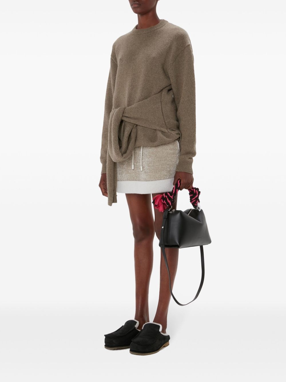 tie-front knit sweater - 2