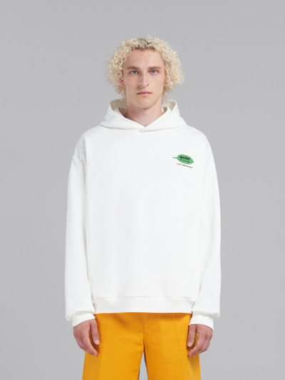 Marni WHITE BIO COTTON HOODIE WITH WORDSEARCH FLOWER PRINT outlook