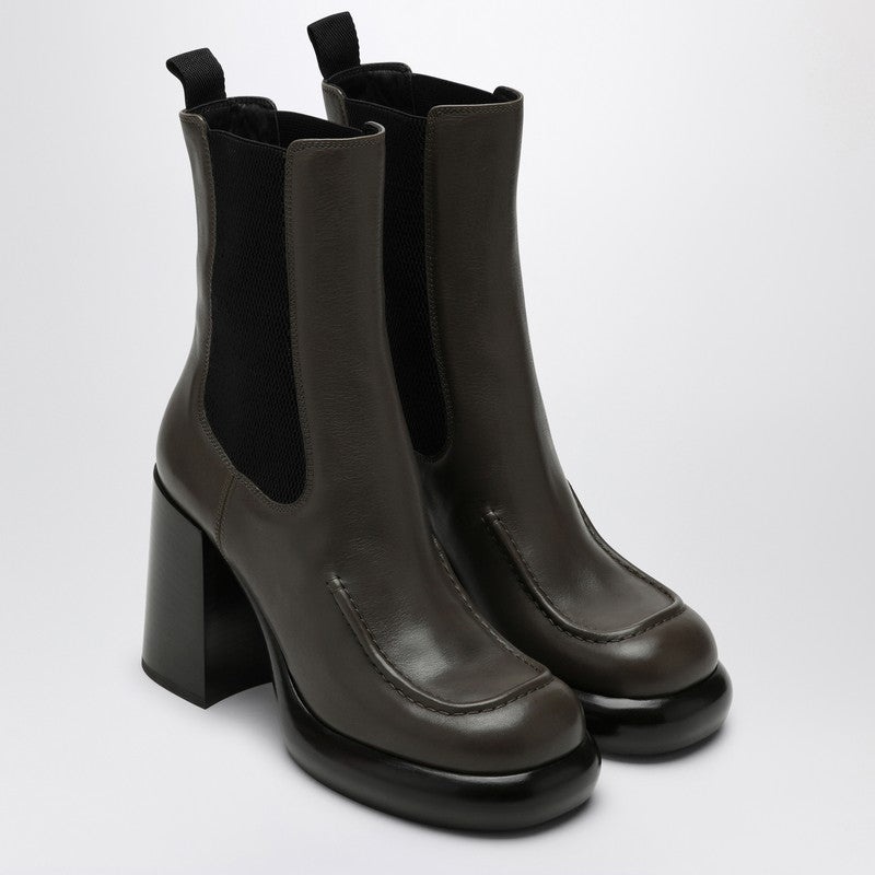 Burberry Chelsea Wedge Boot In Dark Green Leather Women - 1