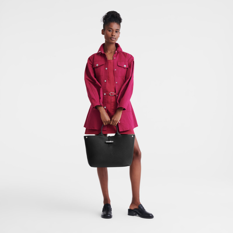 Longchamp Le Roseau L Handbag Black - Leather outlook