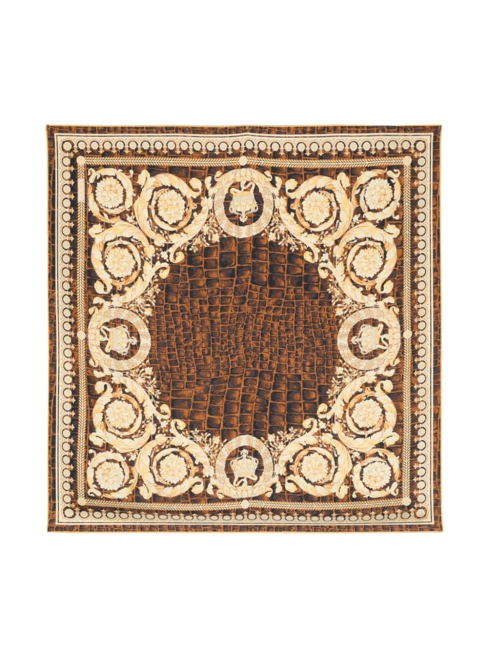 Baroccodile-print silk square scarf - 1