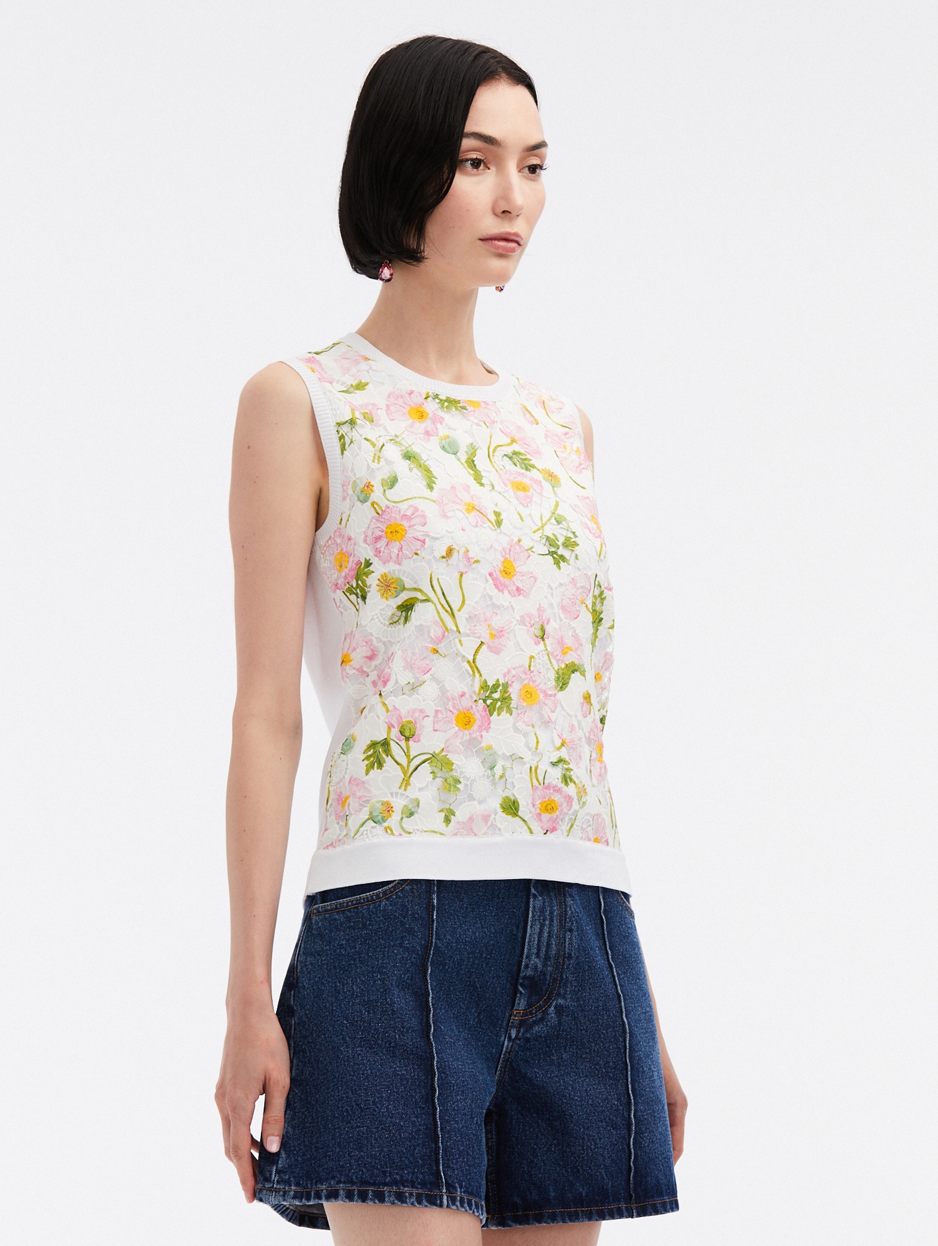 MIXED BOTANICAL PRINTED INSET TANK - 4