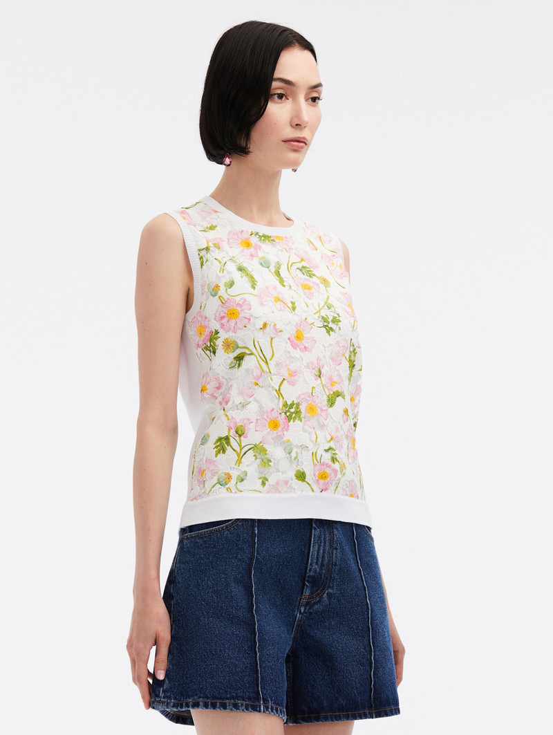 MIXED BOTANICAL PRINTED INSET TANK 4