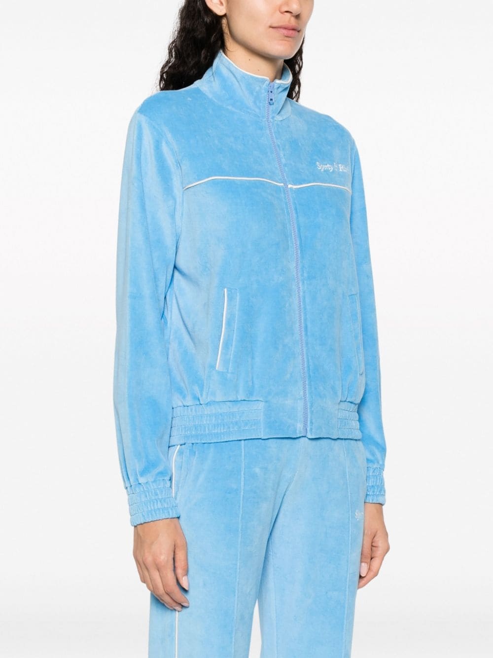 towelling-finish logo-embroidered jacket - 3