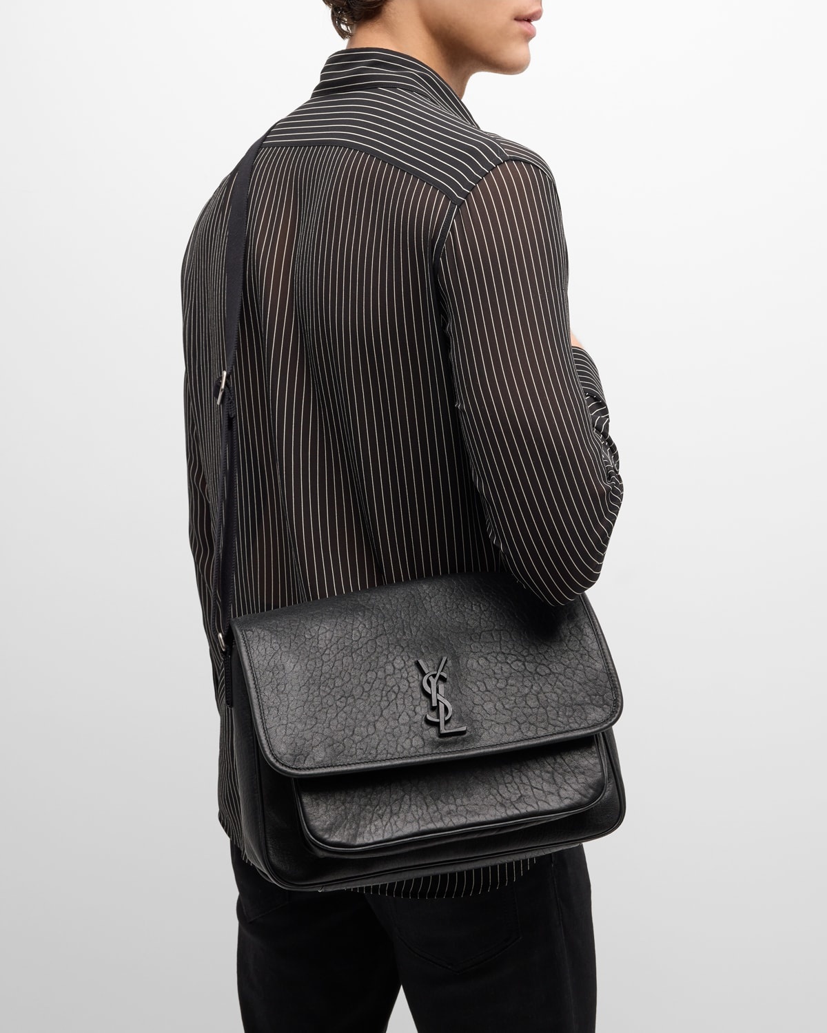 Men's Niki YSL Messenger Bag in Grained Leather - 2
