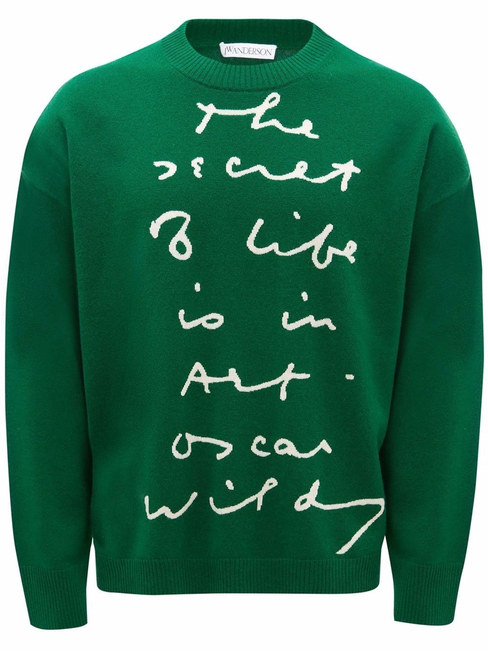 intarsia-quote wool jumper - 1