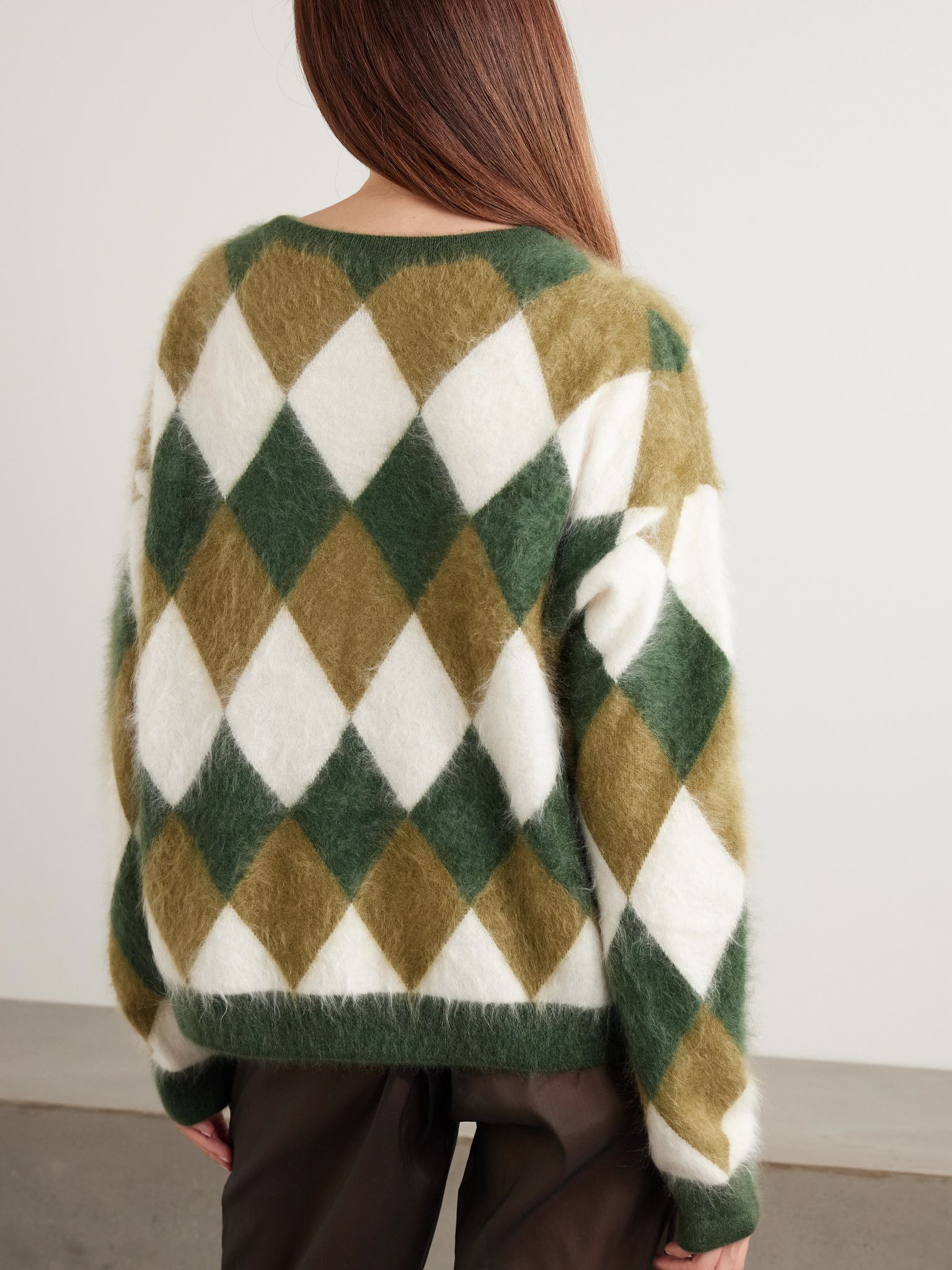 Leon argyle brushed organic cashmere sweater Green - 4
