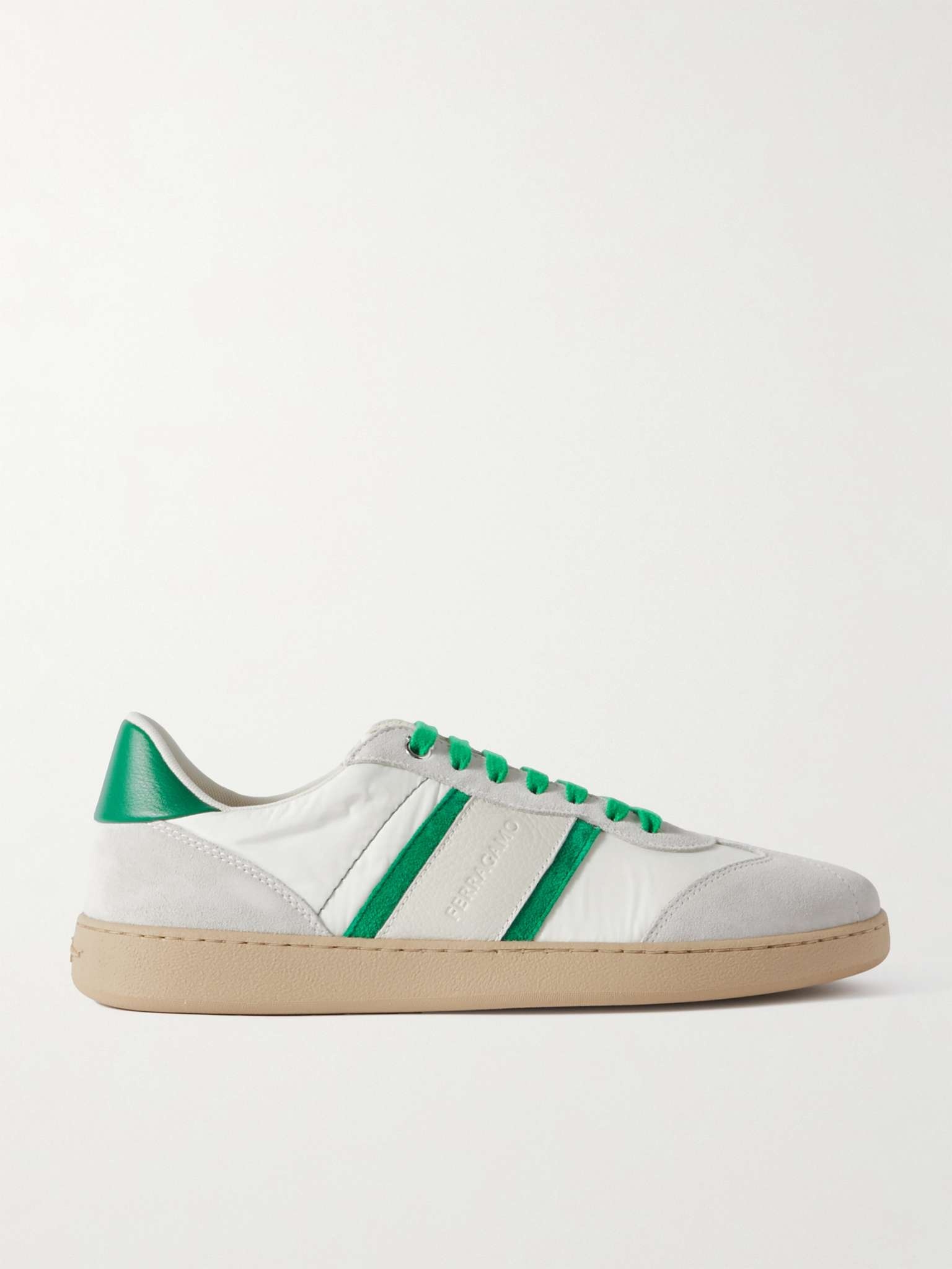 Leather-Trimmed Suede and Shell Sneakers - 1