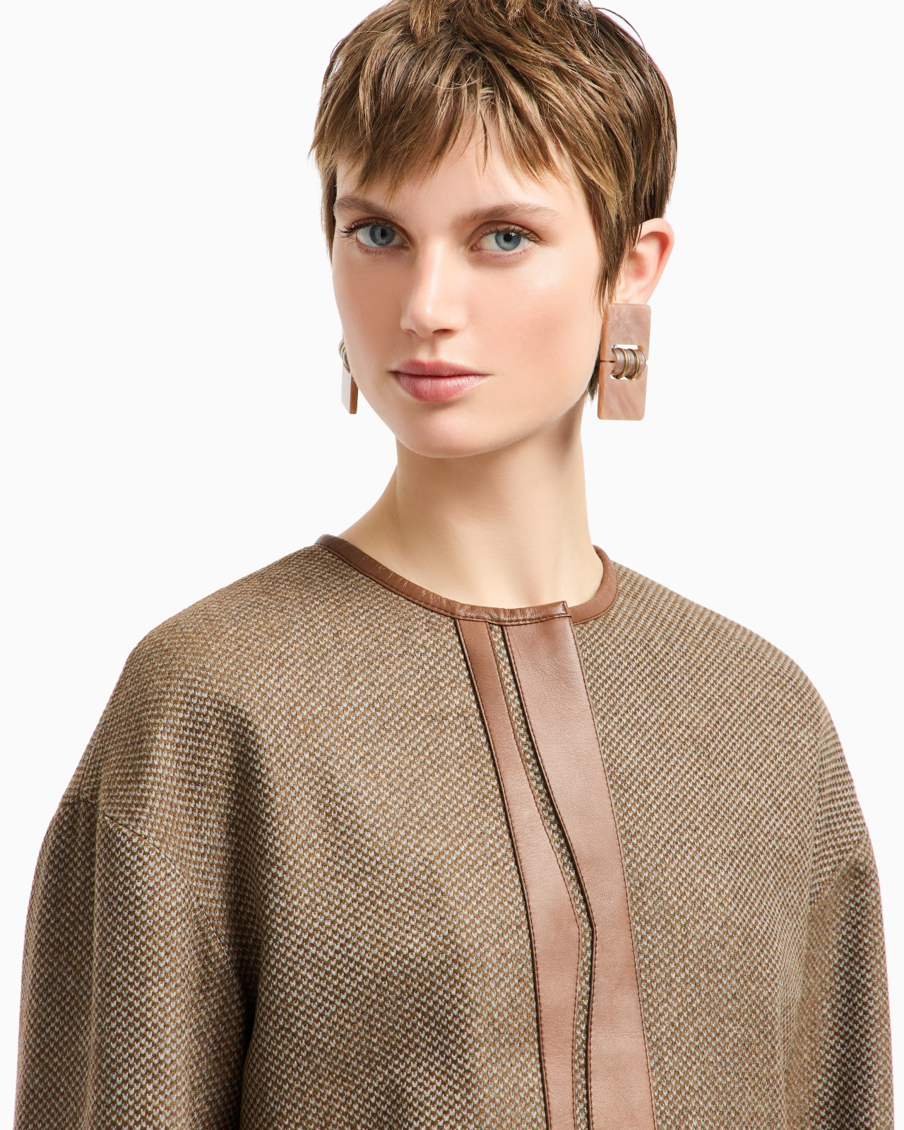 SINGLE-BREASTED JACKET IN VIRGIN WOOL AND CASHMERE WITH LEATHER DETAILS - 5