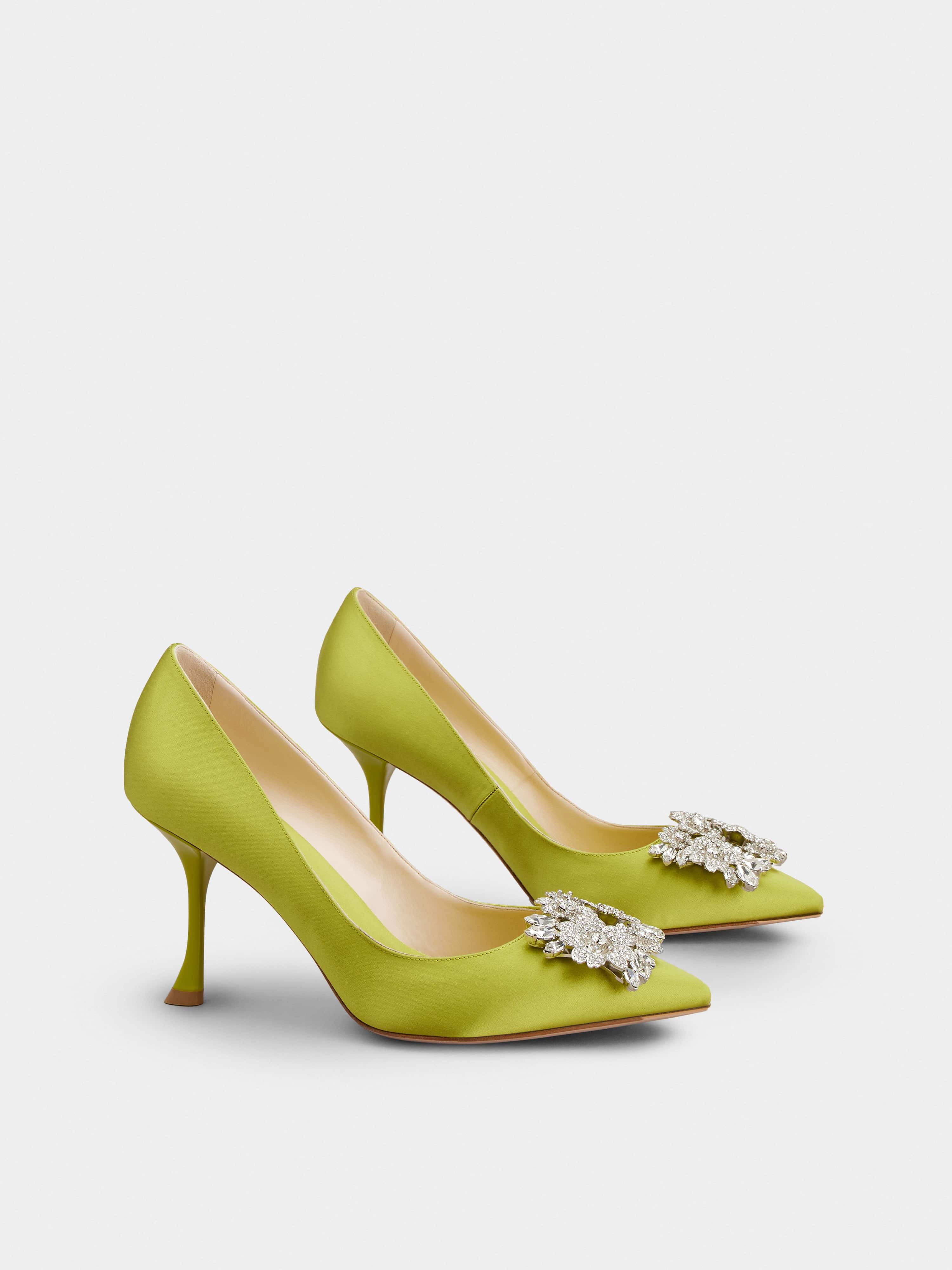 RV Bouquet Strass Buckle Pumps in Satin - 2
