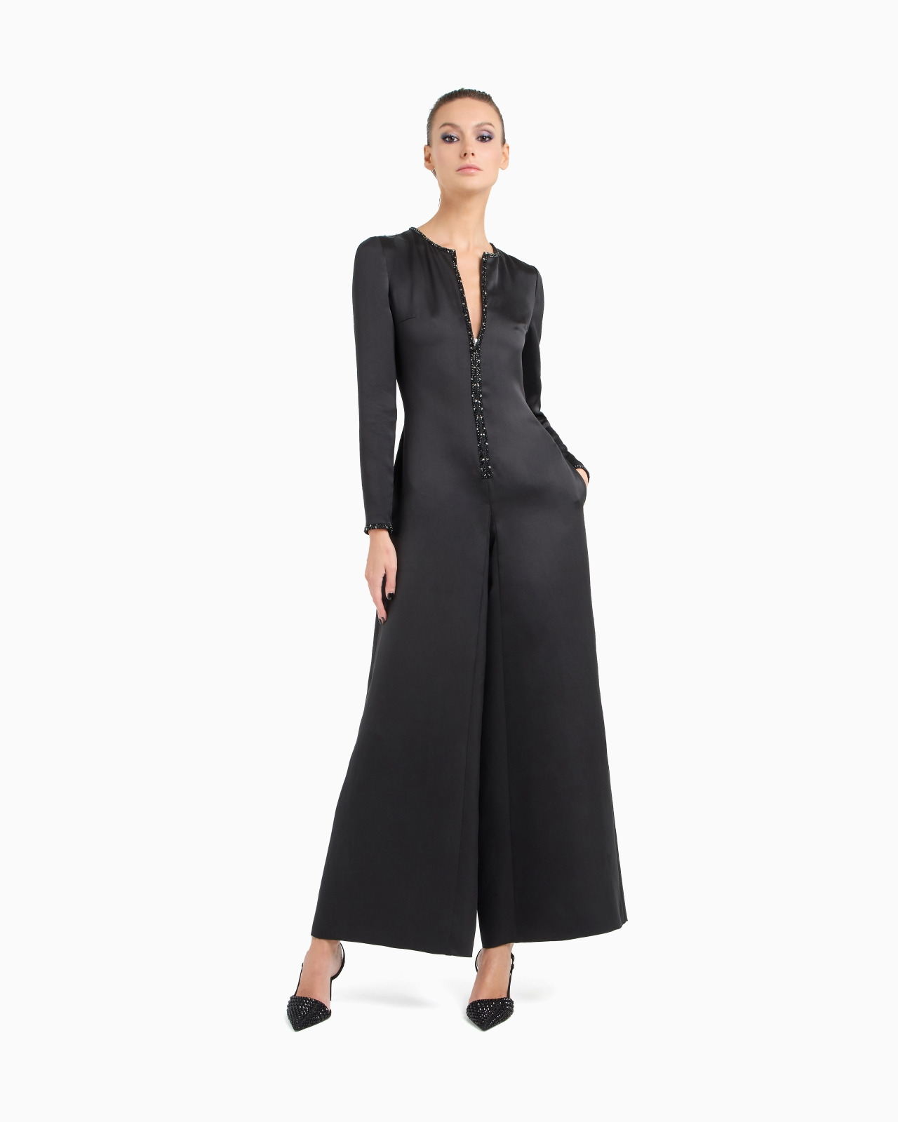 SILK JUMPSUIT WITH EMBROIDERED DETAILS - 4