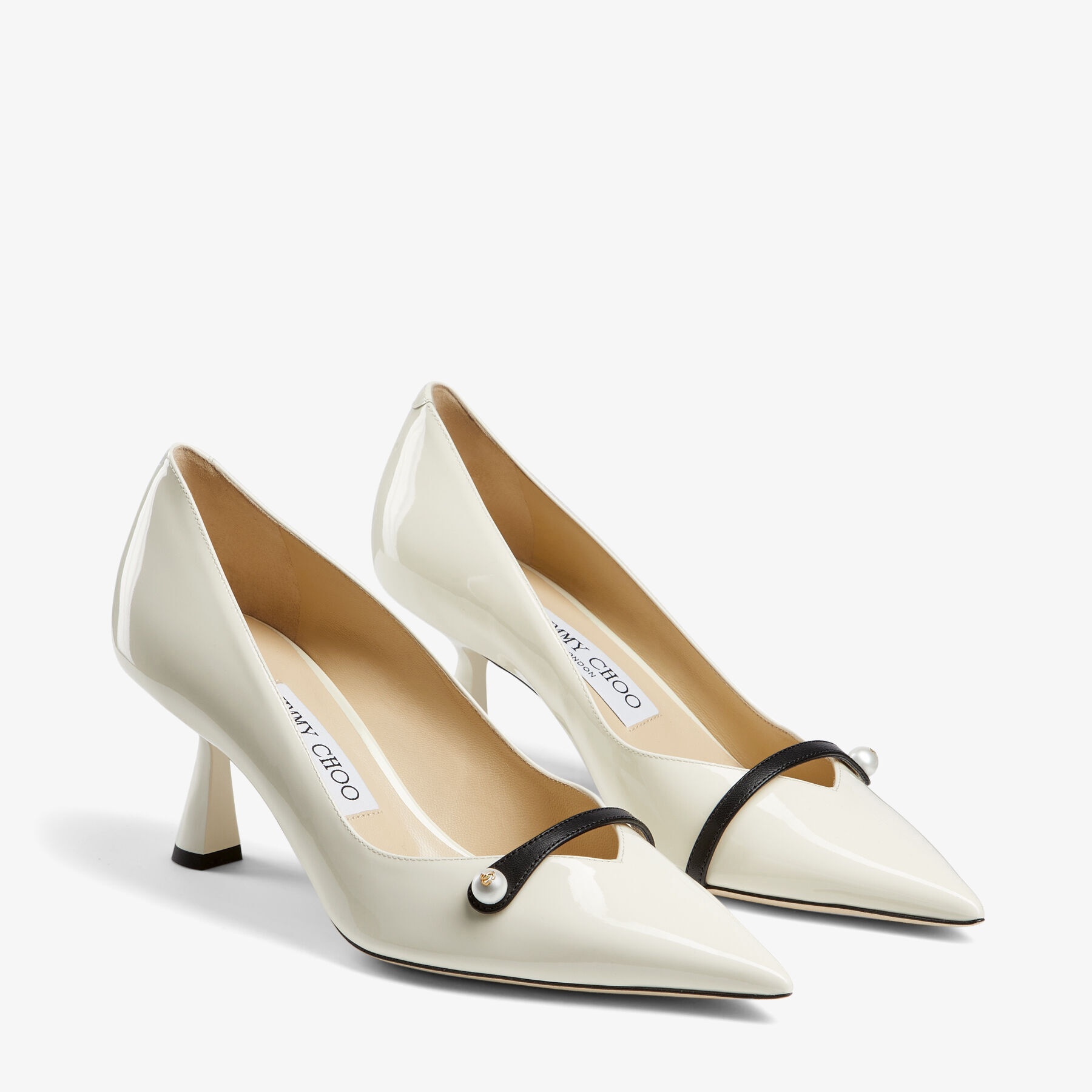 Rosalia 65
Latte Patent Pointed Pumps with Pearl Detail - 3
