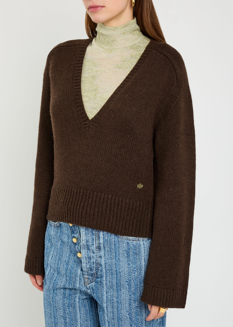 Ganni V-neck Wool-blend Jumper - 2