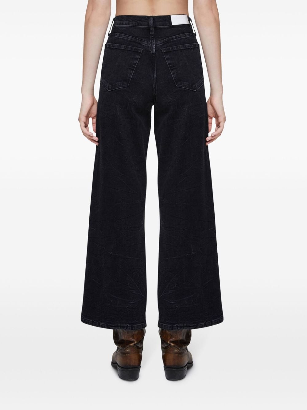 high-rise wide-leg cropped jeans - 5