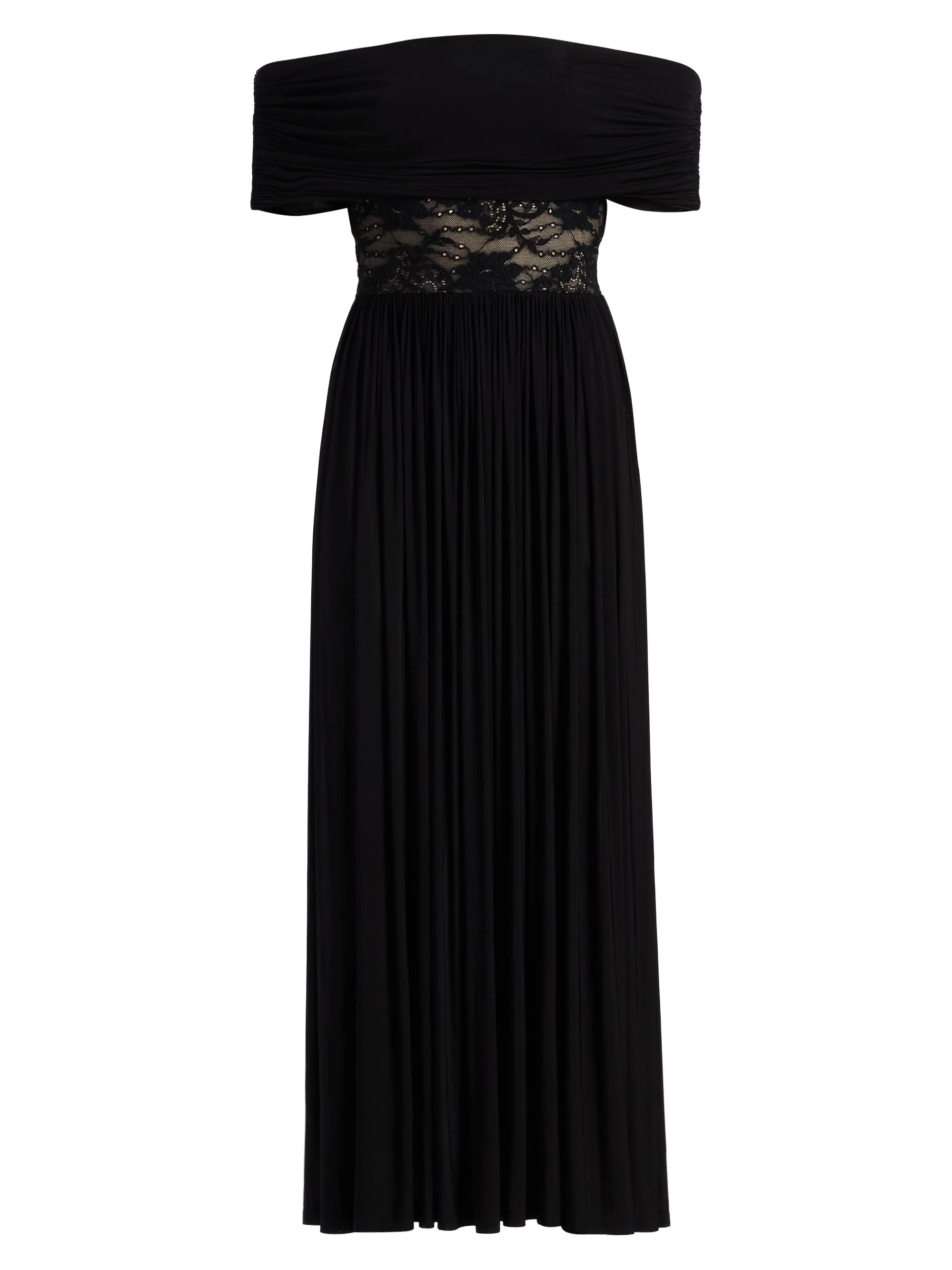 Women's Stretch Lace Jersey Maxi Dress - Black - 1