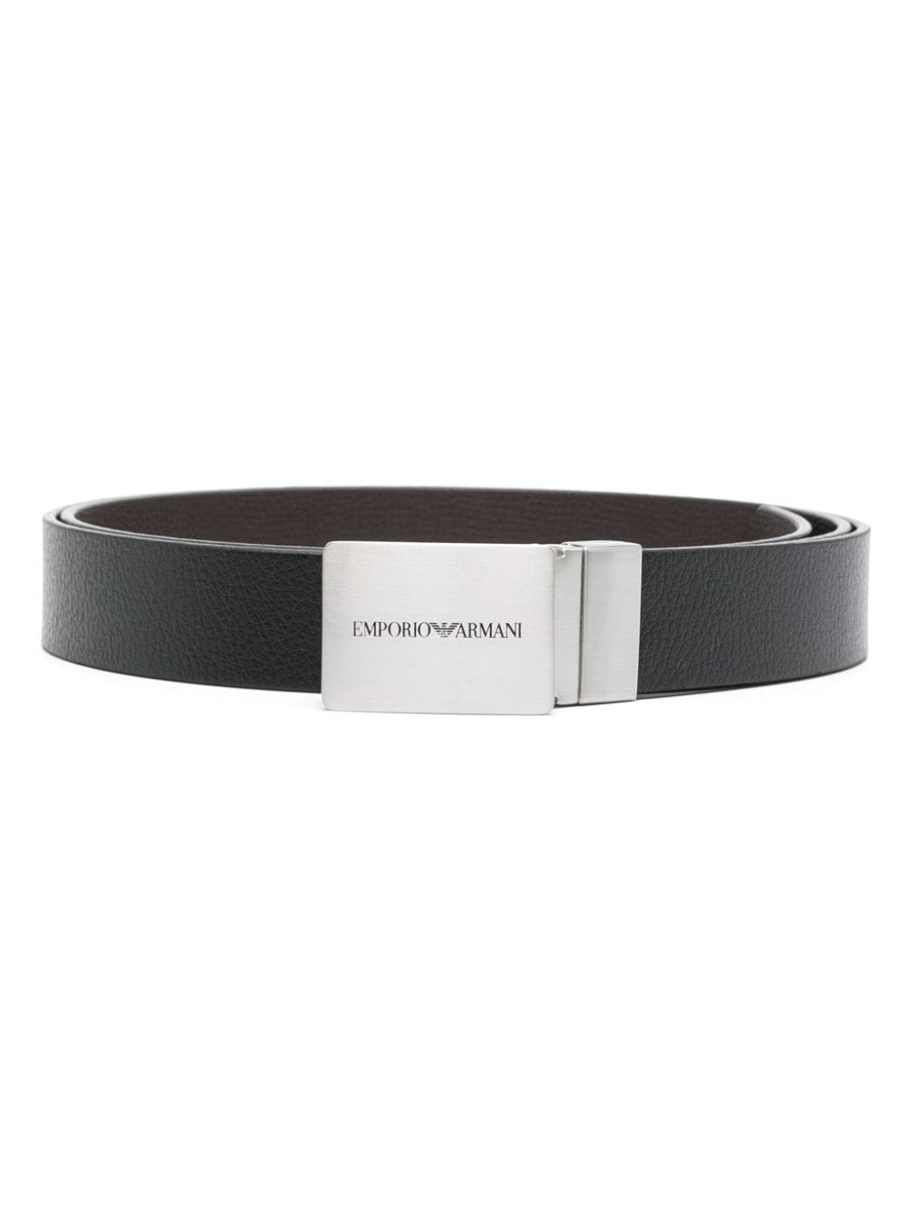 logo-buclke reversible leather belt - 1