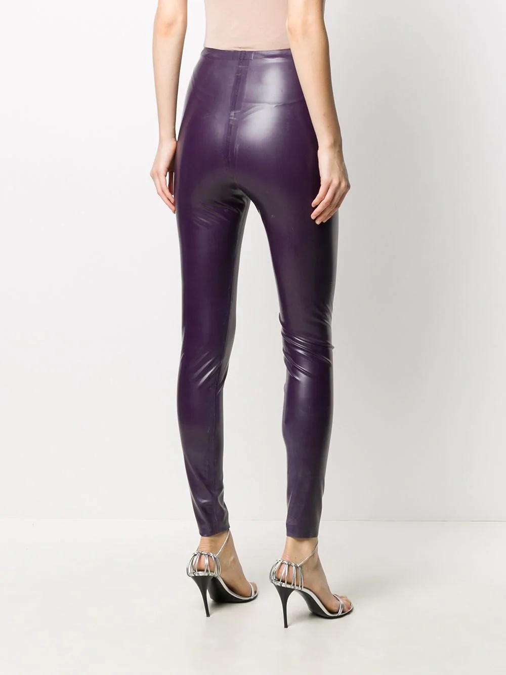 high-waisted latex leggings - 4