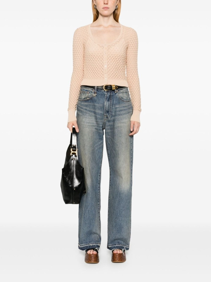 Chloé cropped pointelle-knit cardigan outlook