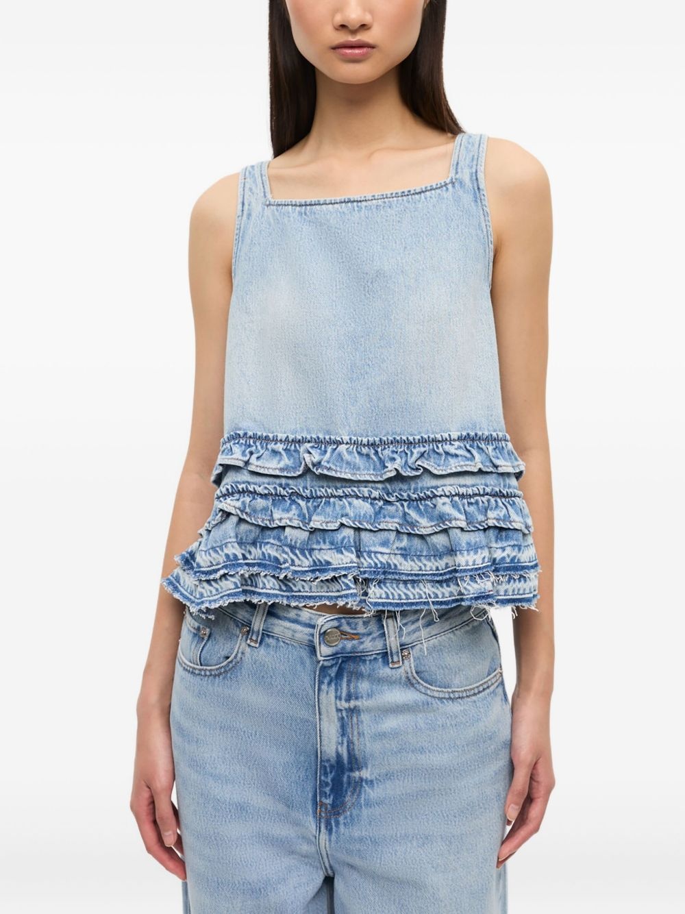 ruffled denim top - 3