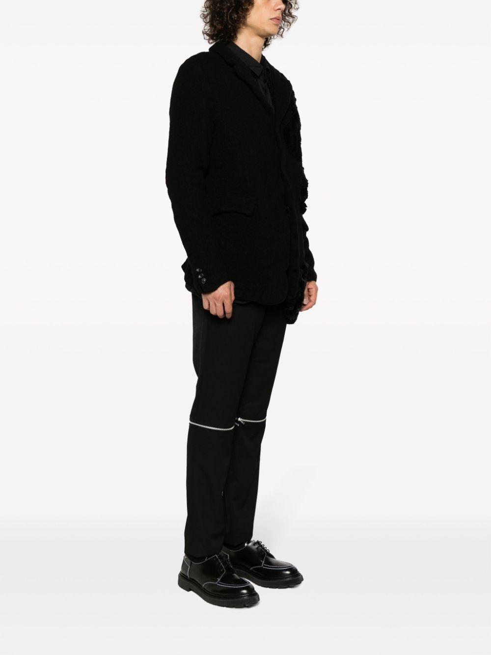 panelled single-breasted blazer - 3