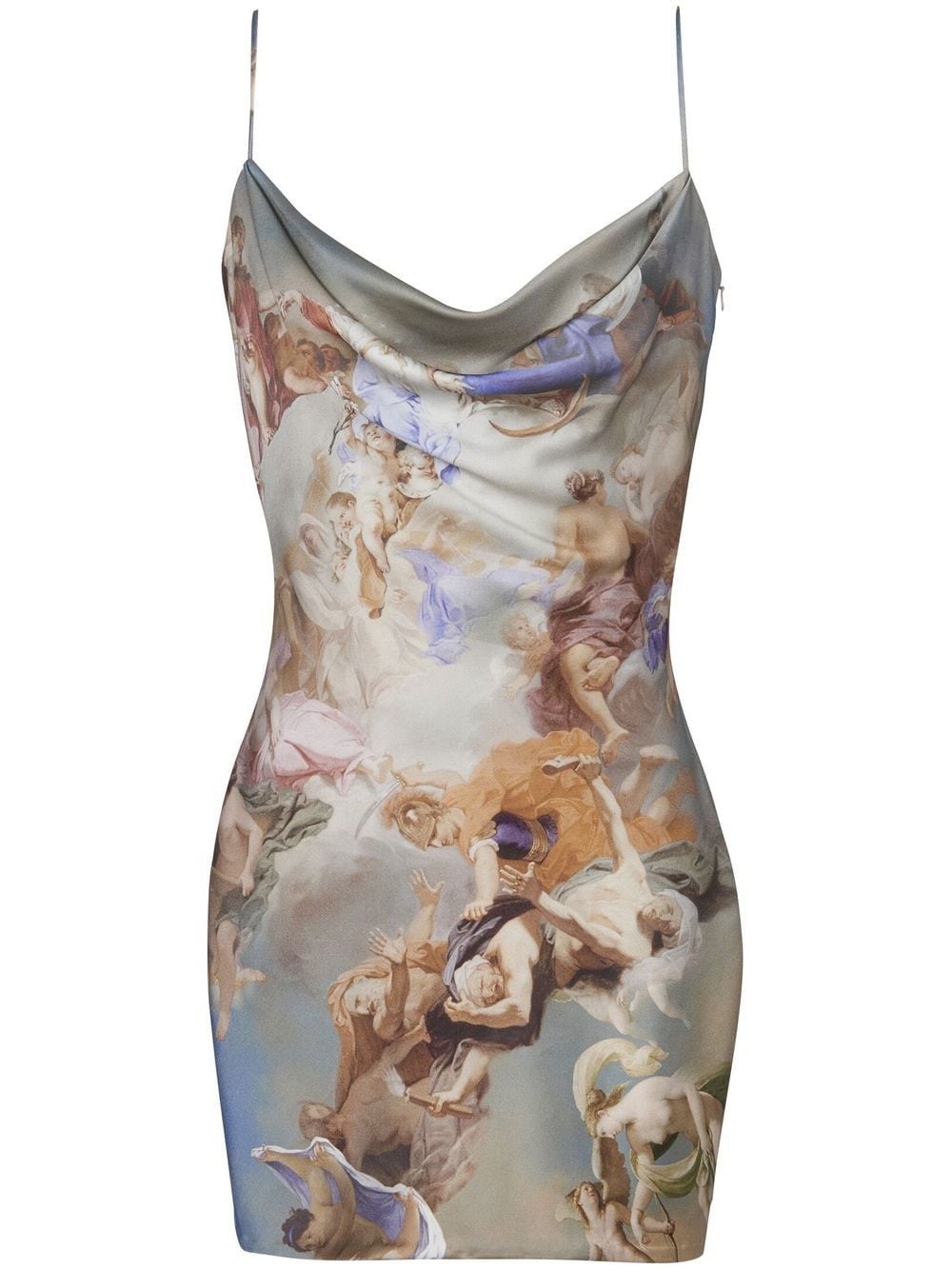 sky-print cowl-neck mini dress - 1