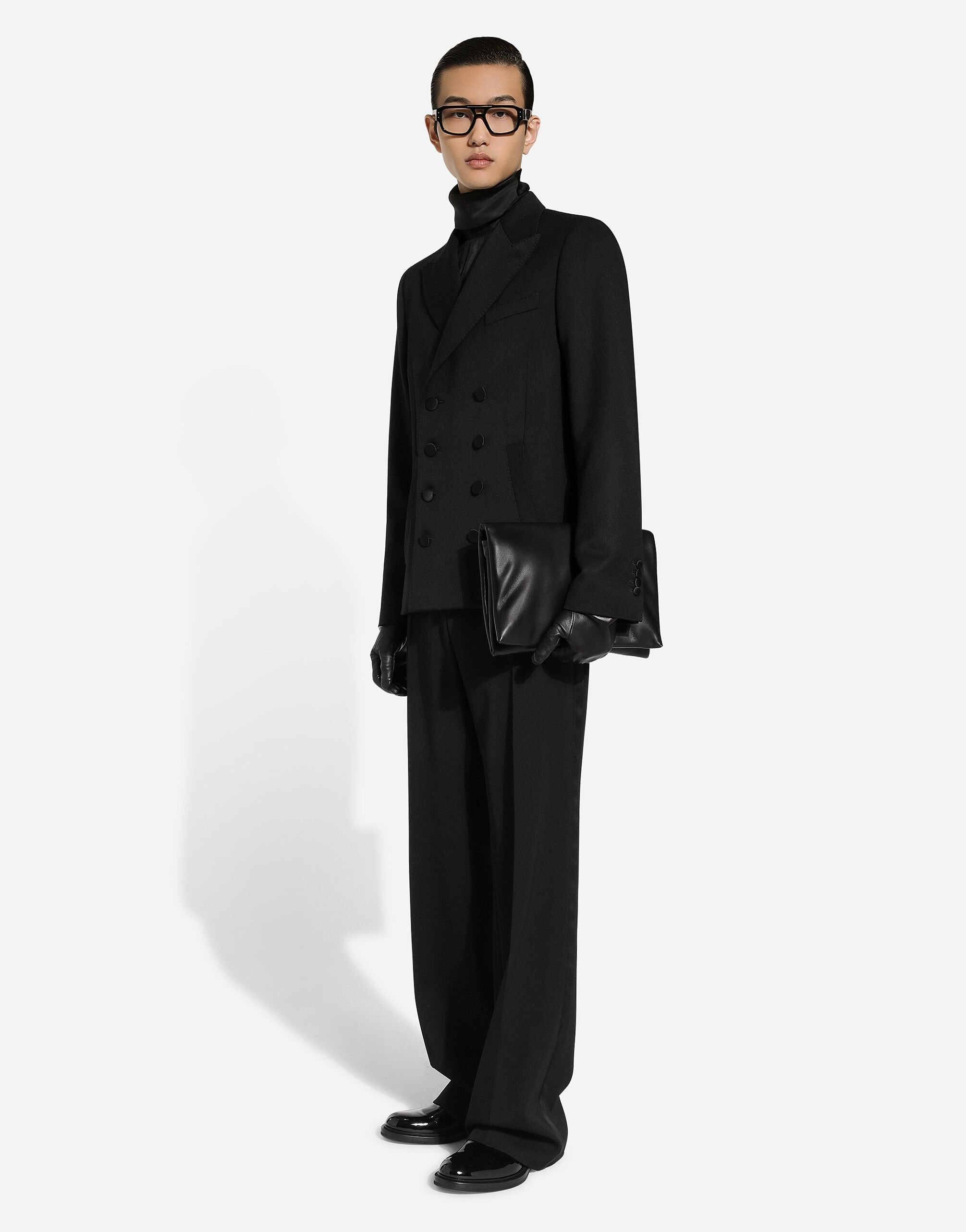 Double-breasted embroidered satin jacket - 7