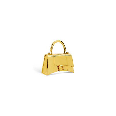 BALENCIAGA Women's Hourglass Metal Xs Handbag  in Gold outlook