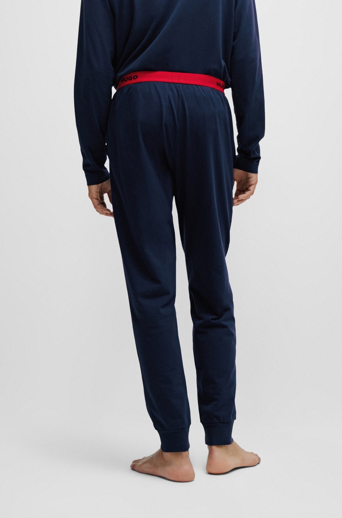 STRETCH-COTTON JERSEY PAJAMA BOTTOMS WITH LOGO WAISTBAND - 4