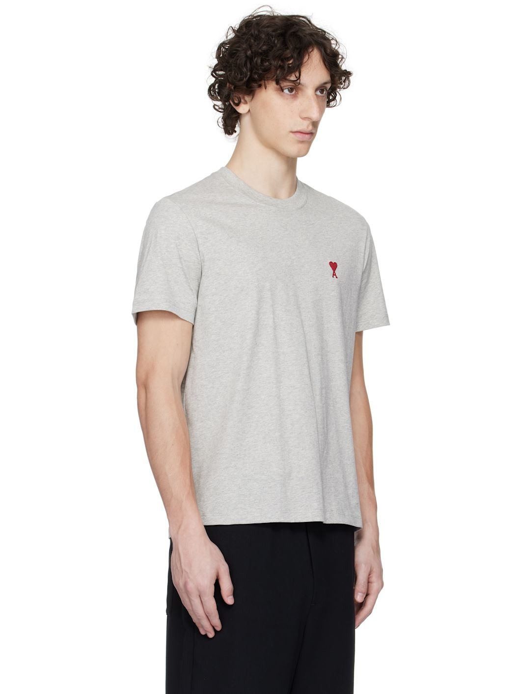 Gray Cotton Ami de Coeur T-shirt - 2