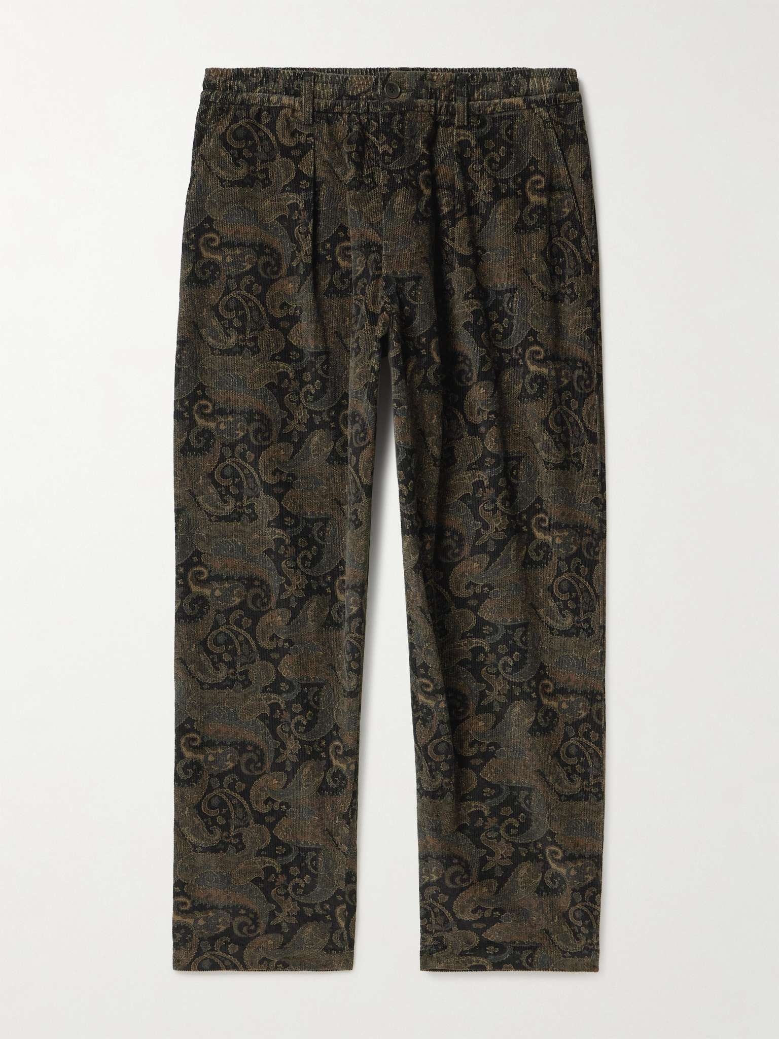 Tapered Paisley-Print Cotton-Corduroy Drawstring Trousers - 1