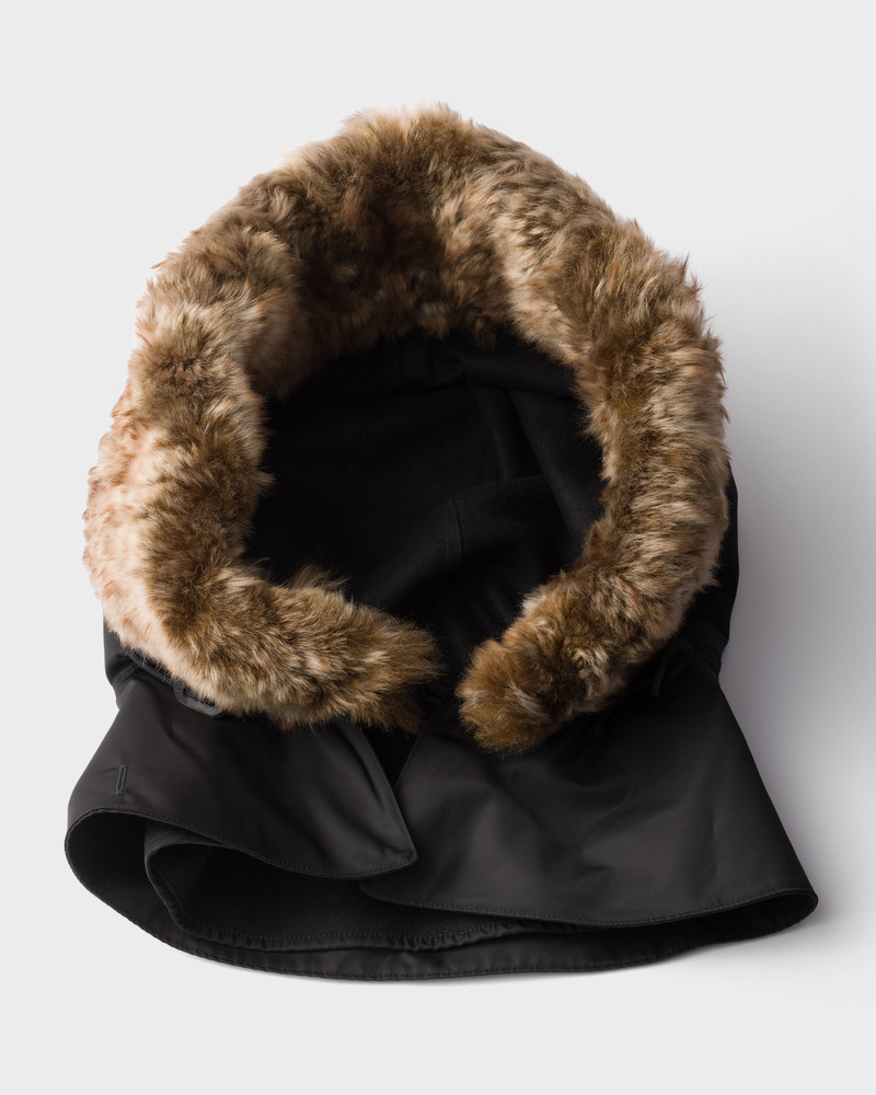 Re-Nylon and shearling hood 3