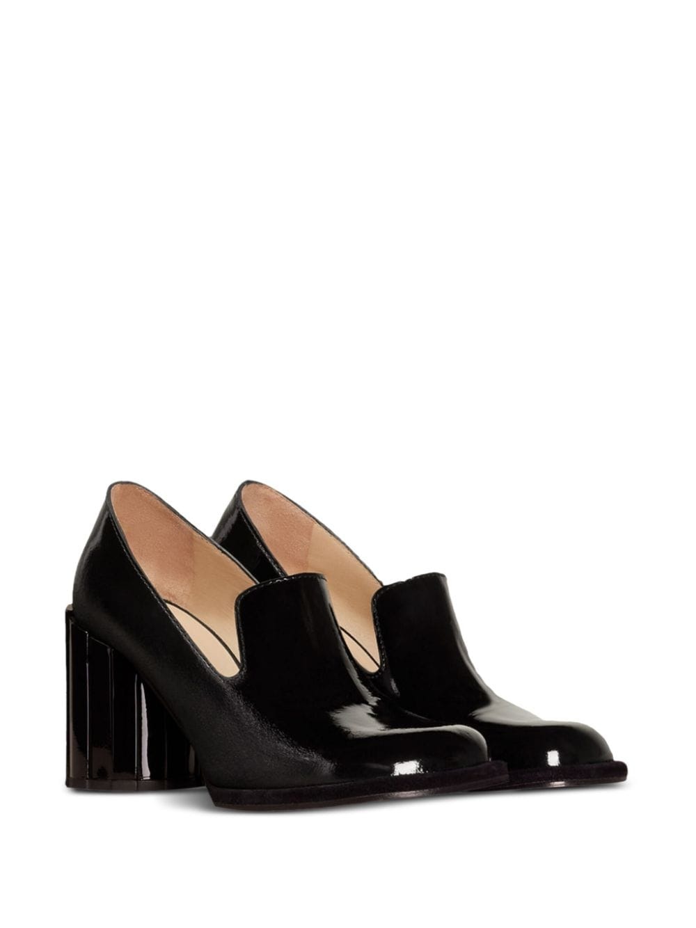 round heel patent-leather loafers - 2