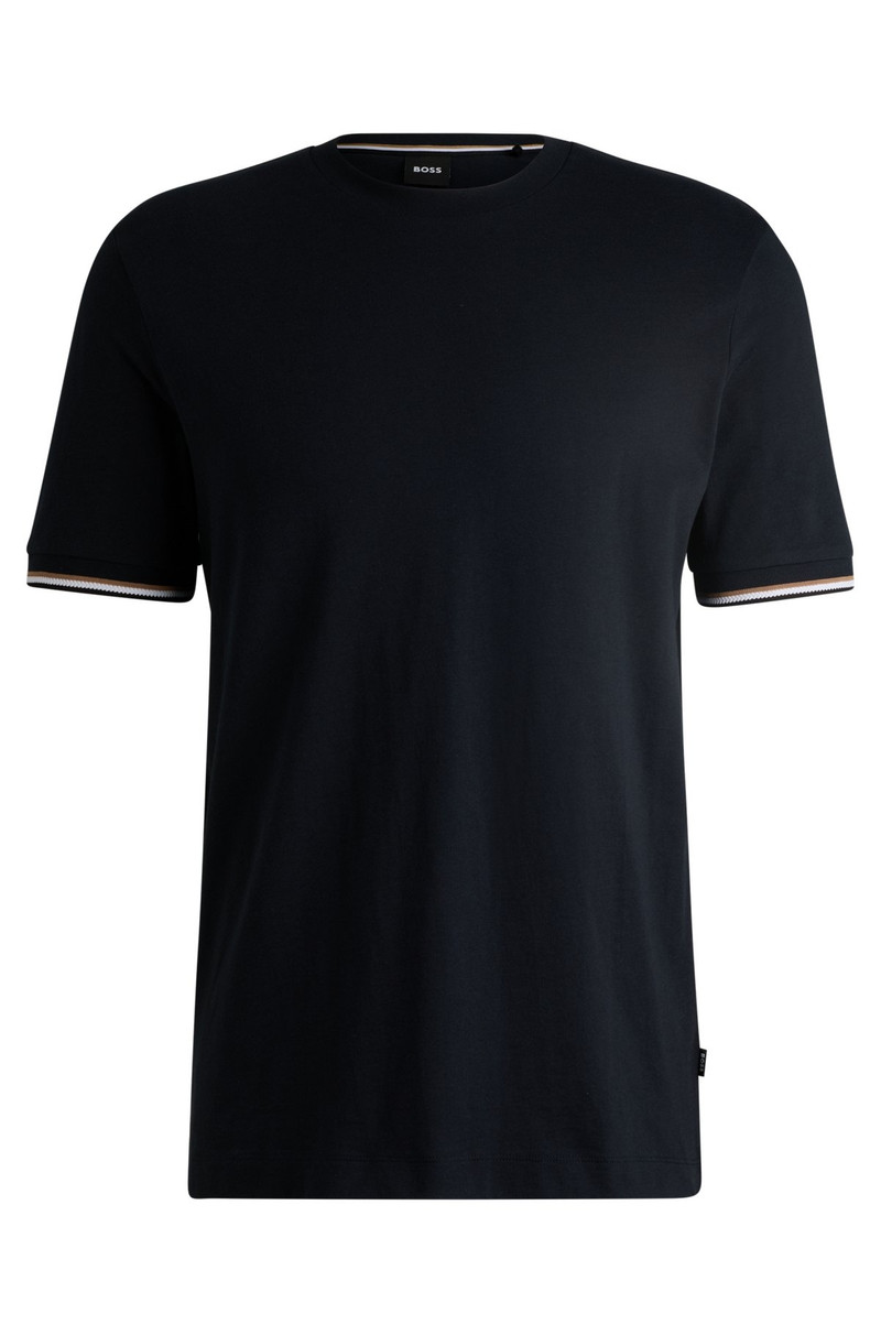 COTTON-JERSEY T-SHIRT WITH SIGNATURE-STRIPE CUFFS - 1